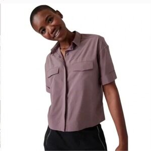 Athleta Hike Packable Top Damask Mauve Shirt Womens Medium Outdoors Activewear